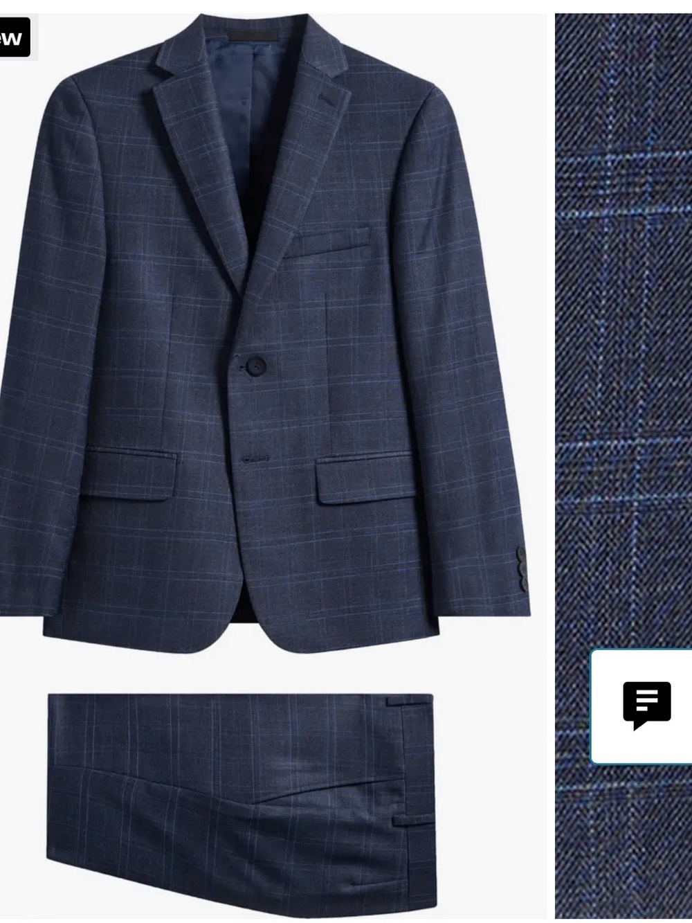Andrew Marc Kids Navy Windowpane Two-Button skinny fit Blazer